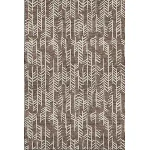 Photo of Brown And Beige Tribal Washable Area Rug With UV Protection