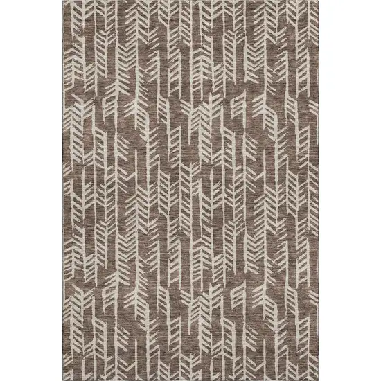 Brown And Beige Tribal Washable Area Rug With UV Protection Photo 1