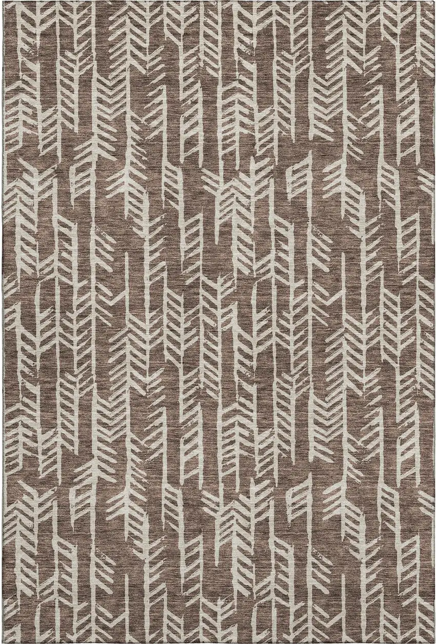 Brown And Beige Tribal Washable Area Rug With UV Protection Photo 1