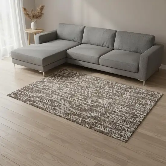 Brown And Beige Tribal Washable Area Rug With UV Protection Photo 2