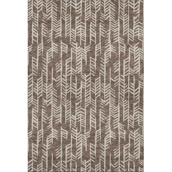 Brown And Beige Tribal Washable Area Rug With UV Protection Photo 4