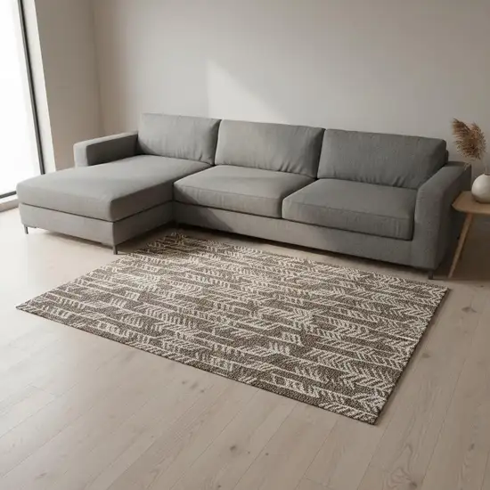 Brown And Beige Tribal Washable Area Rug With UV Protection Photo 2