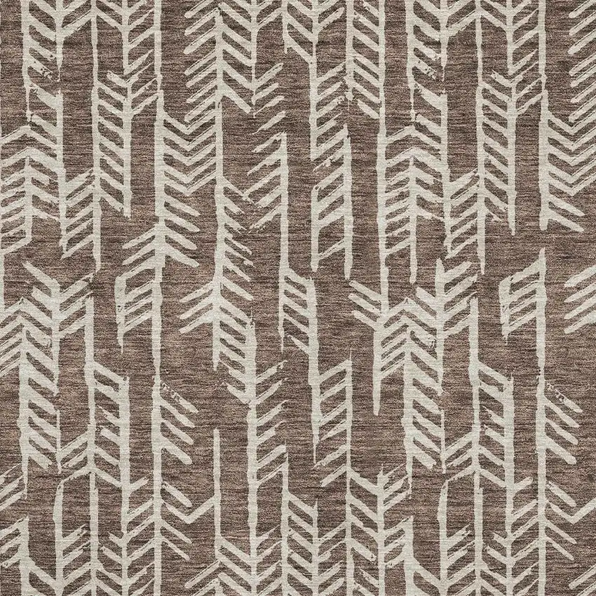 Brown And Beige Tribal Washable Area Rug With UV Protection Photo 3