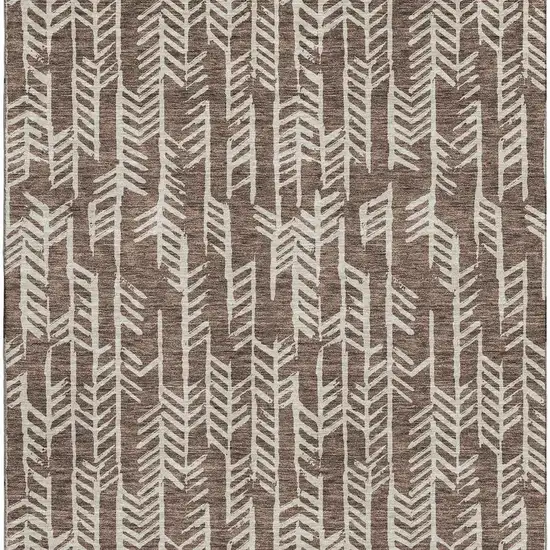 Brown And Beige Tribal Washable Area Rug With UV Protection Photo 4