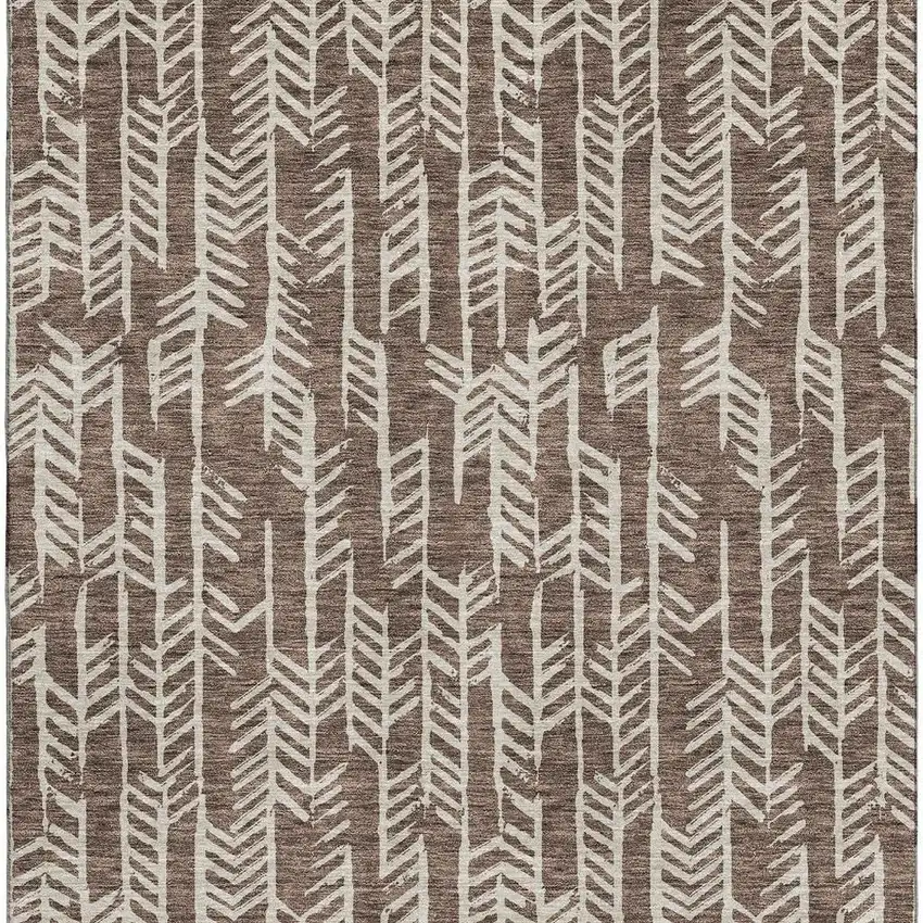 Brown And Beige Tribal Washable Area Rug With UV Protection Photo 4
