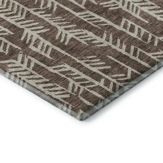 Brown And Beige Tribal Washable Area Rug With UV Protection Photo 8