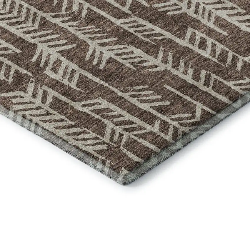 Brown And Beige Tribal Washable Area Rug With UV Protection Photo 8