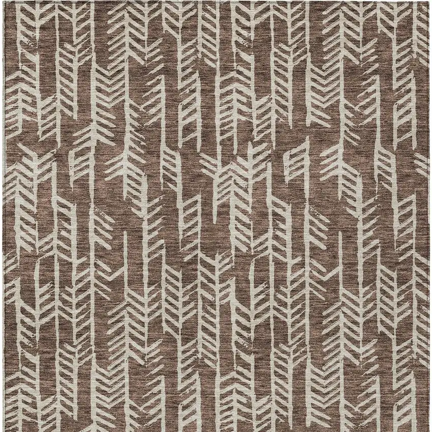 Brown And Beige Tribal Washable Indoor Outdoor Area Rug Photo 7