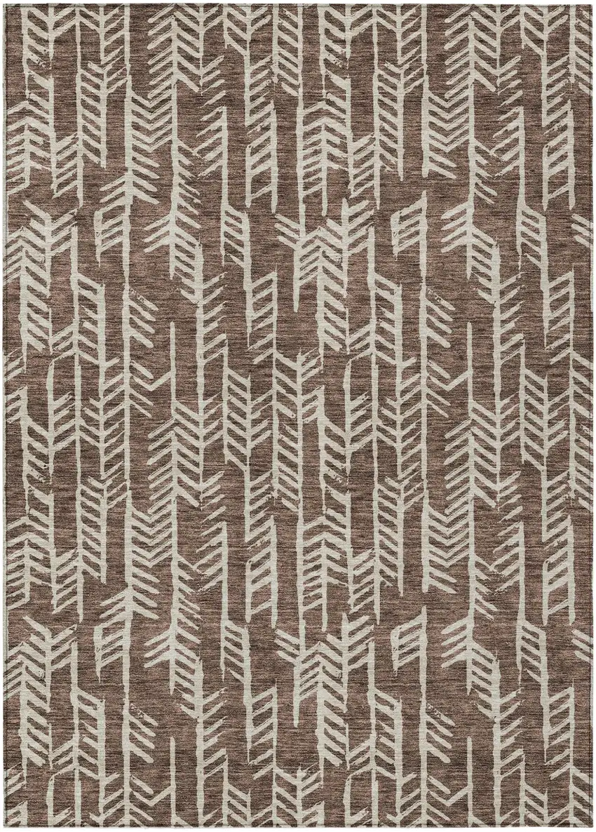 Brown And Beige Tribal Washable Indoor Outdoor Area Rug Photo 2
