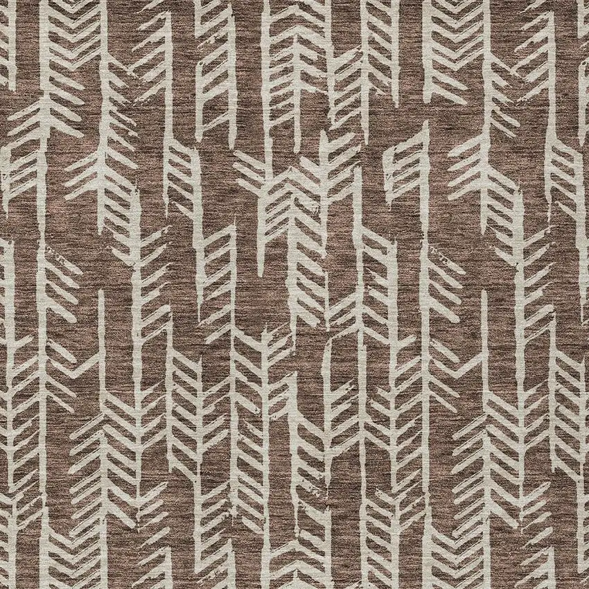 Brown And Beige Tribal Washable Indoor Outdoor Area Rug Photo 6