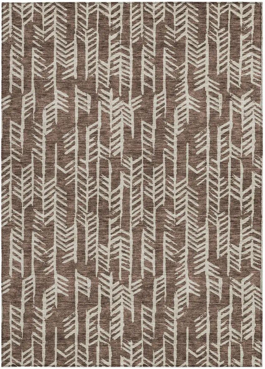 Brown And Beige Tribal Washable Indoor Outdoor Area Rug Photo 7