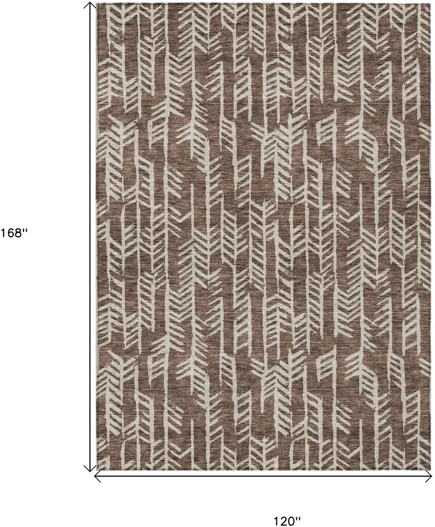 Brown And Beige Tribal Washable Indoor Outdoor Area Rug Photo 3
