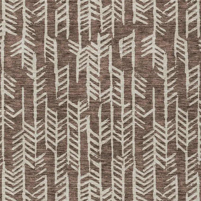 Brown And Beige Tribal Washable Indoor Outdoor Area Rug Photo 6