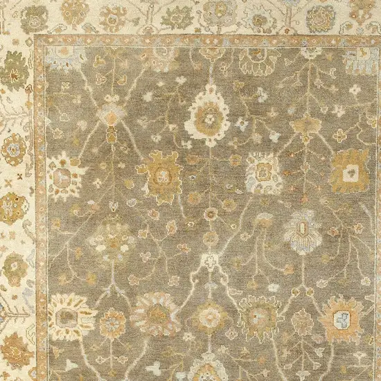 Brown And Beige Wool Oriental Hand Knotted Area Rug Photo 5