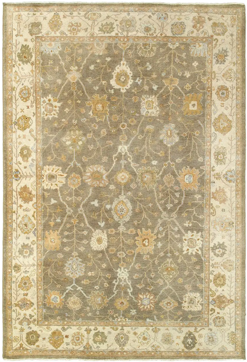 Brown And Beige Wool Oriental Hand Knotted Area Rug Photo 2