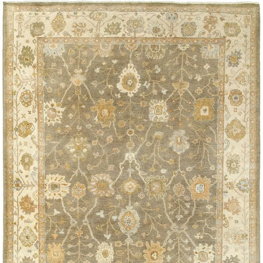 Brown And Beige Wool Oriental Hand Knotted Area Rug Photo 4