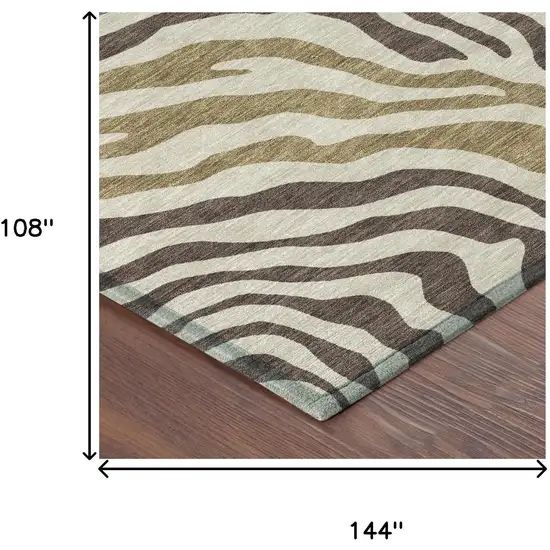 Brown And Beige Zebra Print Washable Indoor Outdoor Area Rug Photo 7