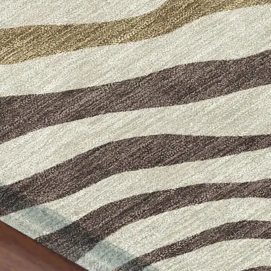 Brown And Beige Zebra Print Washable Indoor Outdoor Area Rug Photo 3