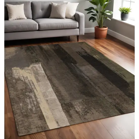 Brown And Black Abstract Area Rug Photo 1