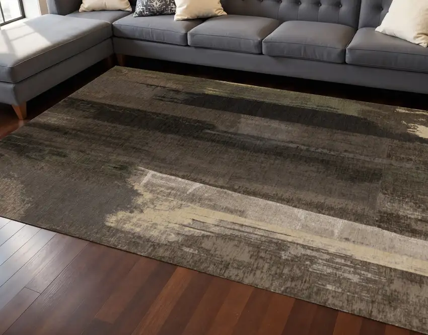 Brown And Black Abstract Area Rug Photo 1