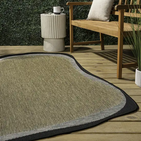 Brown And Black Abstract Indoor Outdoor Area Rug Photo 6