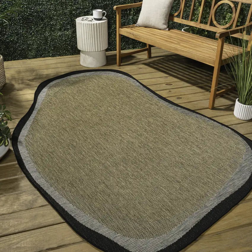 Brown And Black Abstract Indoor Outdoor Area Rug Photo 7