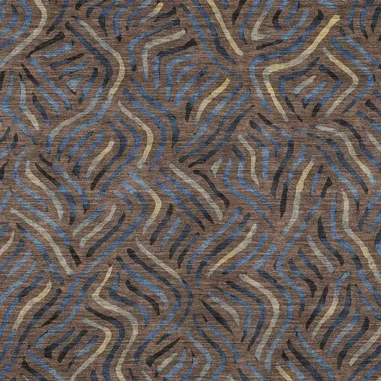 Brown And Black Abstract Washable Indoor Outdoor Area Rug Photo 2