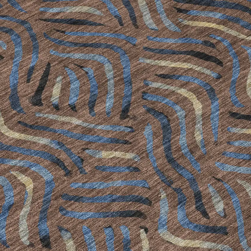 Brown And Black Abstract Washable Indoor Outdoor Area Rug Photo 9
