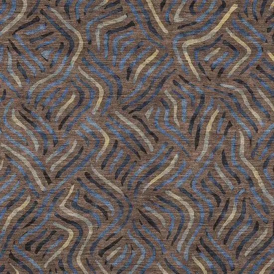 Brown And Black Abstract Washable Indoor Outdoor Area Rug Photo 2