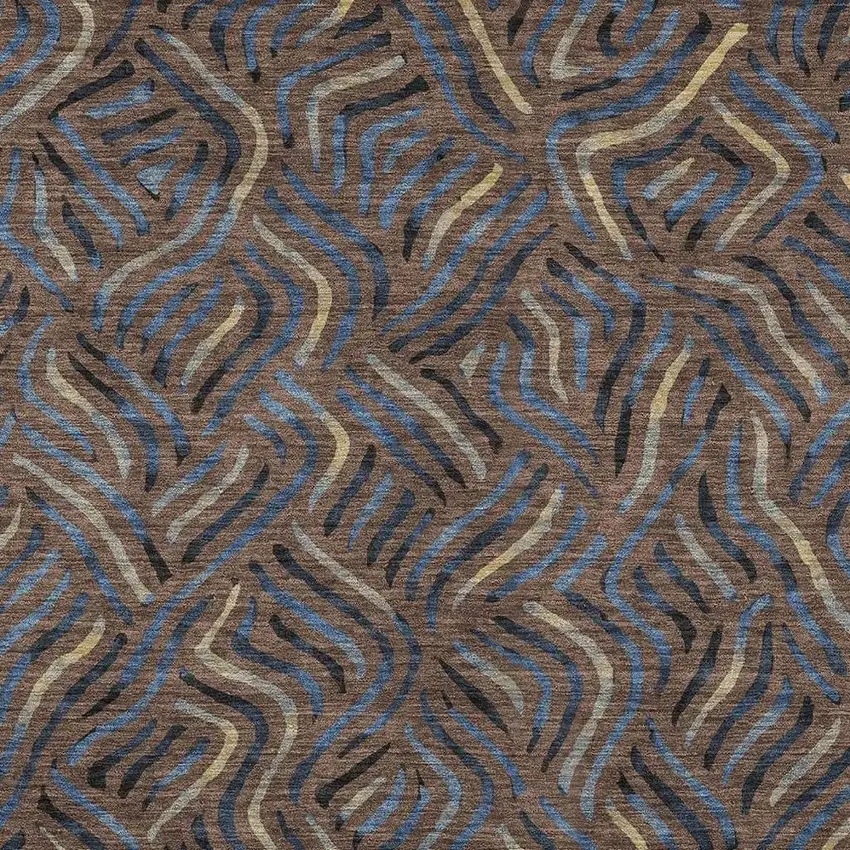 Brown And Black Abstract Washable Indoor Outdoor Area Rug Photo 2