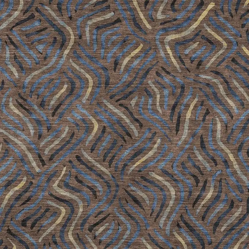 Brown And Black Abstract Washable Indoor Outdoor Area Rug Photo 2