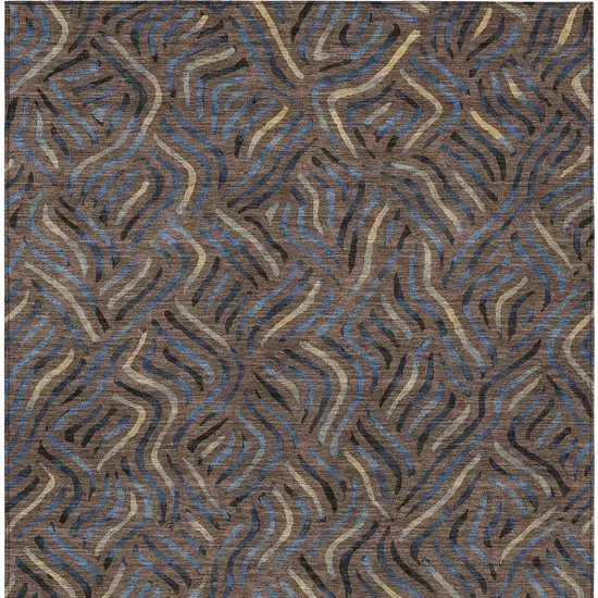 Brown And Black Abstract Washable Indoor Outdoor Area Rug Photo 3