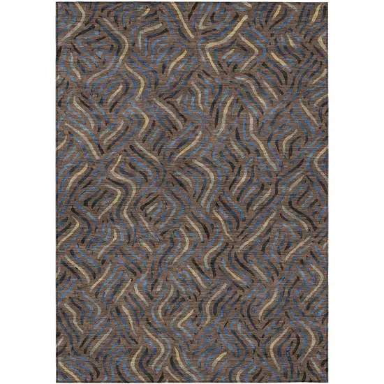 Brown And Black Abstract Washable Indoor Outdoor Area Rug Photo 1