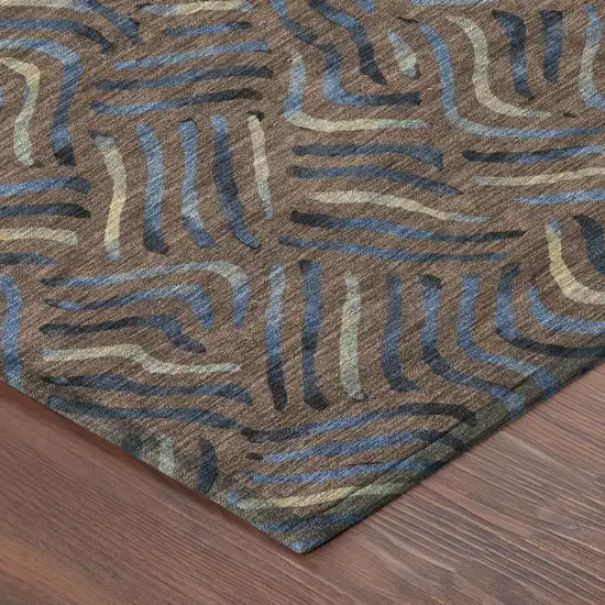Brown And Black Abstract Washable Indoor Outdoor Area Rug Photo 8