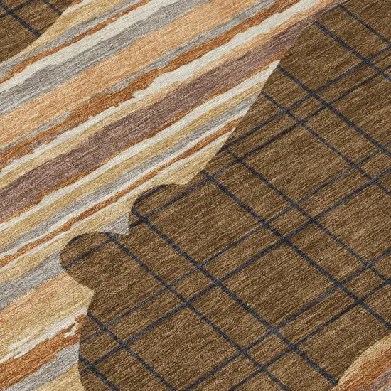 Brown And Black Abstract Washable Indoor Outdoor Area Rug Photo 5