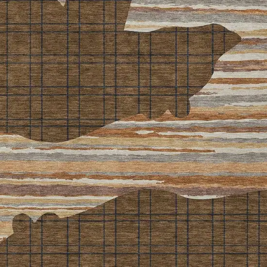Brown And Black Abstract Washable Indoor Outdoor Area Rug Photo 2