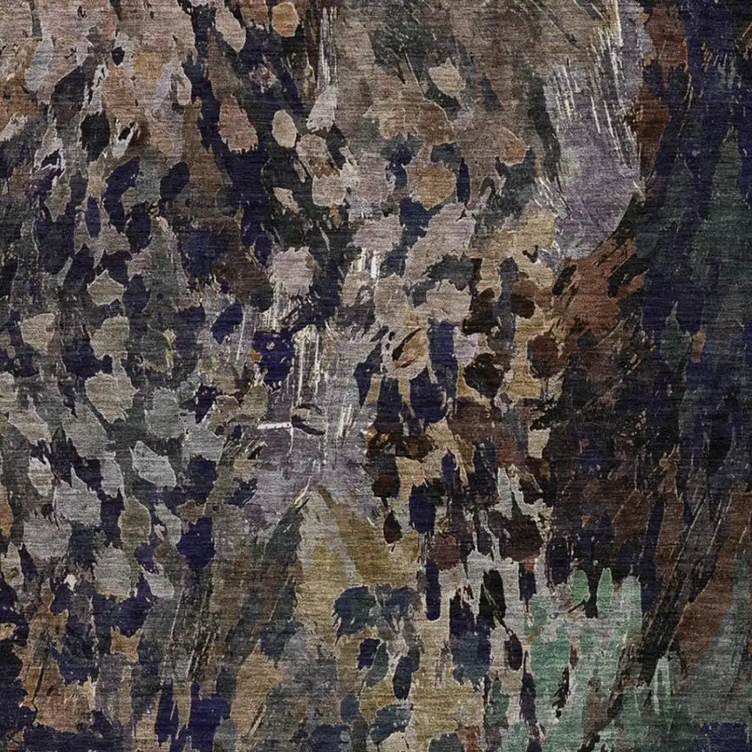 Brown And Black Abstract Washable Indoor Outdoor Area Rug Photo 3