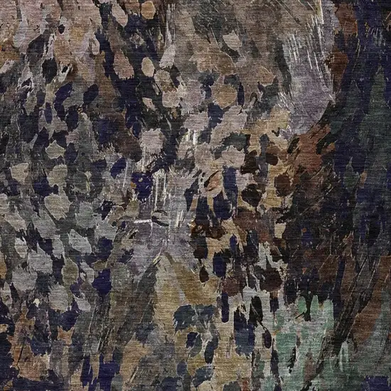 Brown And Black Abstract Washable Indoor Outdoor Area Rug Photo 3