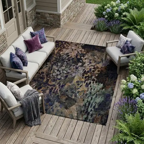Brown And Black Abstract Washable Indoor Outdoor Area Rug Photo 1