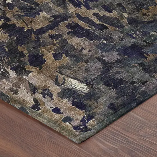 Brown And Black Abstract Washable Indoor Outdoor Area Rug Photo 5