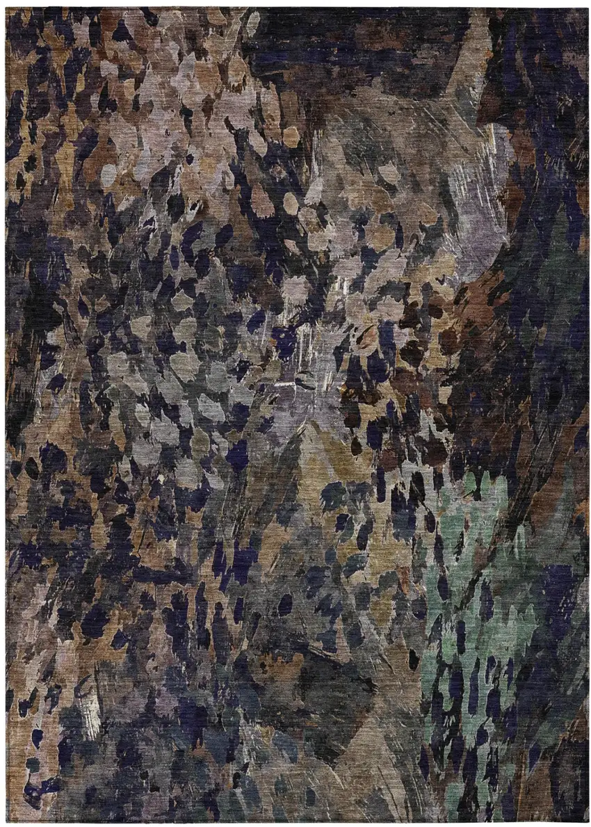 Brown And Black Abstract Washable Indoor Outdoor Area Rug Photo 2