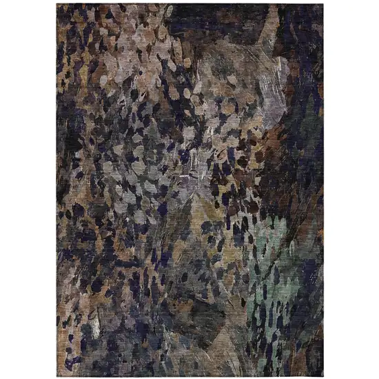 Brown And Black Abstract Washable Indoor Outdoor Area Rug Photo 2