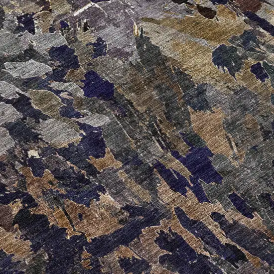 Brown And Black Abstract Washable Indoor Outdoor Area Rug Photo 6