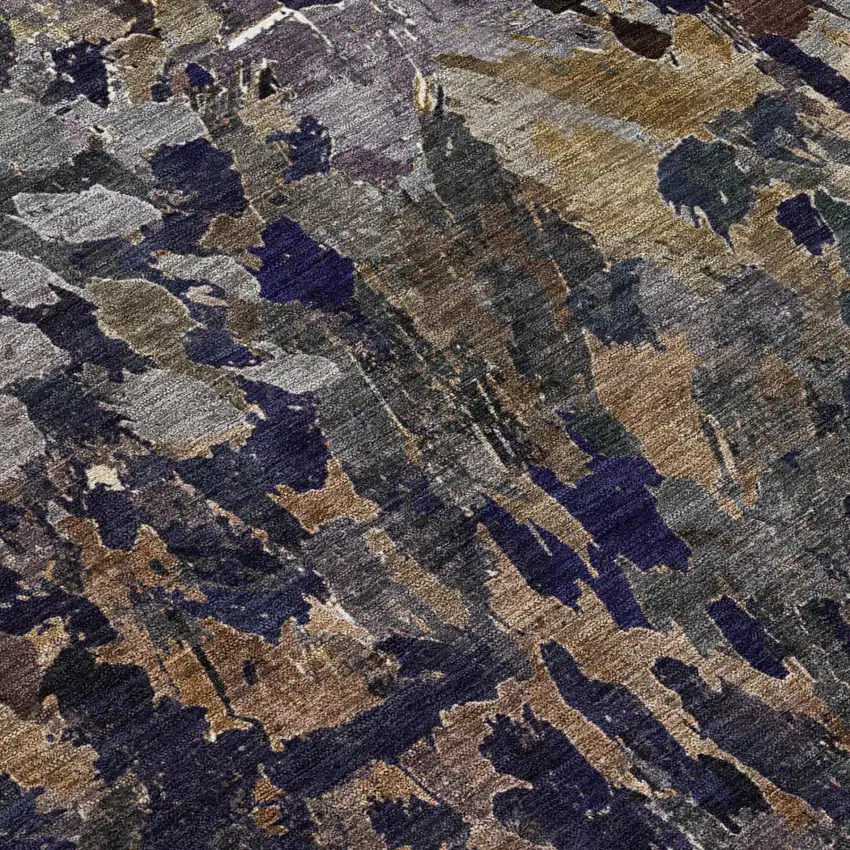 Brown And Black Abstract Washable Indoor Outdoor Area Rug Photo 6