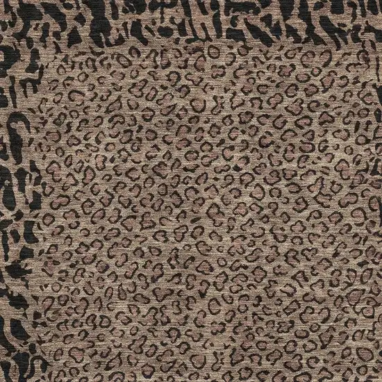 Brown And Black Animal Print Washable Area Rug With UV Protection Photo 2