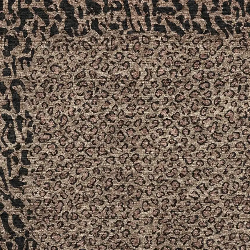 Brown And Black Animal Print Washable Area Rug With UV Protection Photo 2