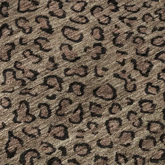 Brown And Black Animal Print Washable Area Rug With UV Protection Photo 9