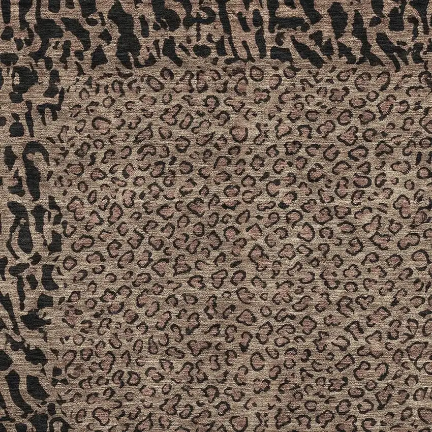 Brown And Black Animal Print Washable Area Rug With UV Protection Photo 2