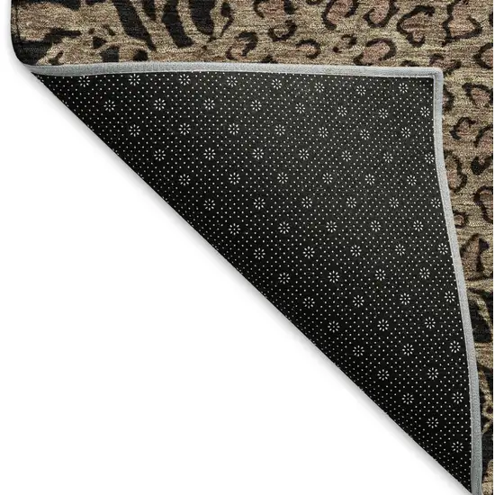 Brown And Black Animal Print Washable Area Rug With UV Protection Photo 6