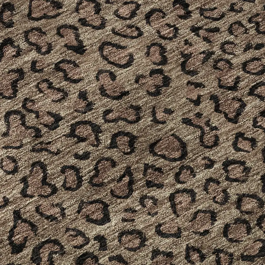 Brown And Black Animal Print Washable Area Rug With UV Protection Photo 9